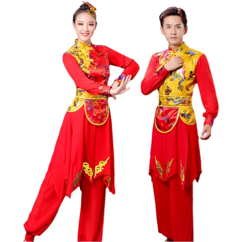 2021年秋季新款打鼓演出服装中国风喜庆腰鼓服男女开场舞大鼓锣鼓,淘宝优惠券,粉丝福利购,淘宝优惠卷