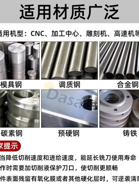 4刃合金铣刀55度四刃钨钢立铣刀钢用涂层平底加长铣刀CNC数控刀具
