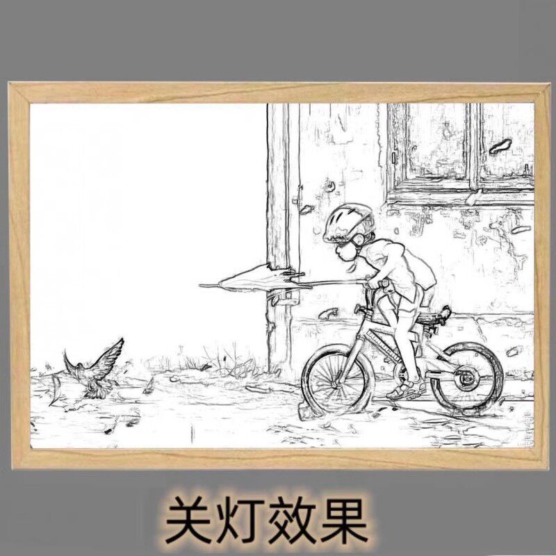 抖音同款以梦为马灯光画少年英雄发光画ins装饰摆件ins床头小夜灯