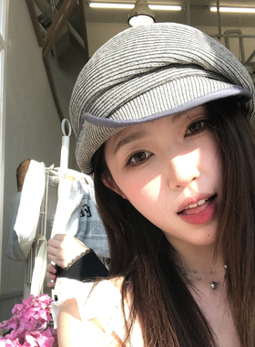 【猫仔kitten】小众设计感时尚复古弯檐报童帽韩版针织帽子女休闲