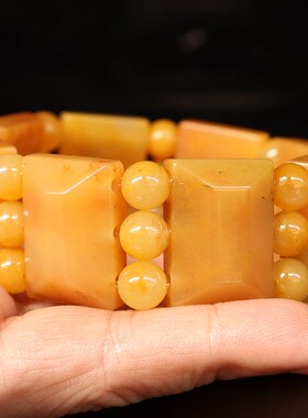 天然桂林鸡血玉石25*18*9mm8颗 圆珠24颗82g手链田湾料男士手链