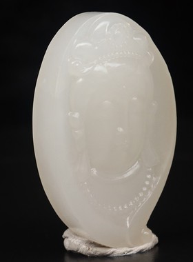 天然37*57*12mm39g玉石挂件桂林鸡血玉石贵妃料佛头装饰精雕挂件