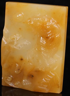 天然52*39*9mm34g玉石挂件桂林鸡血玉石贵妃料黑底红男士虎啸