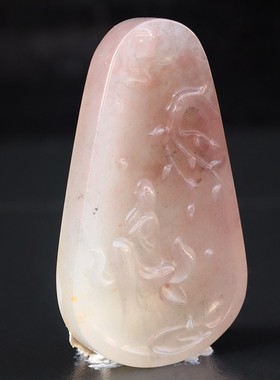 天然25*45*7mm13g玉石挂件桂林鸡血玉石贵妃料禅意装饰精雕挂件