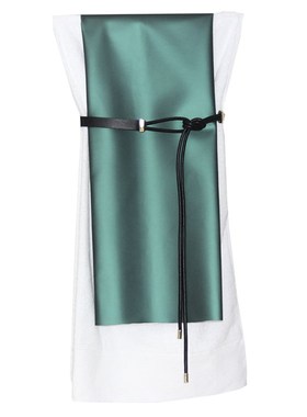 样板房卫生间浴室淋浴房展厅绑带浴巾皮革扣套装民宿毛巾丝带摆件