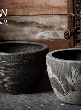 景德镇室外陶瓷大缸鱼缸乌龟睡莲大号客厅陶瓷水缸金鱼缸粗陶花盆