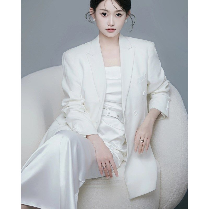 白色高级感职业西装外套配吊带连衣裙套装女2025新款西服裙子两件,淘宝优惠券,粉丝福利购,淘宝优惠卷