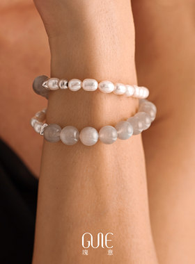 瑰意天然淡水珍珠925银灰月光手串2025新款时尚女生小众手饰品