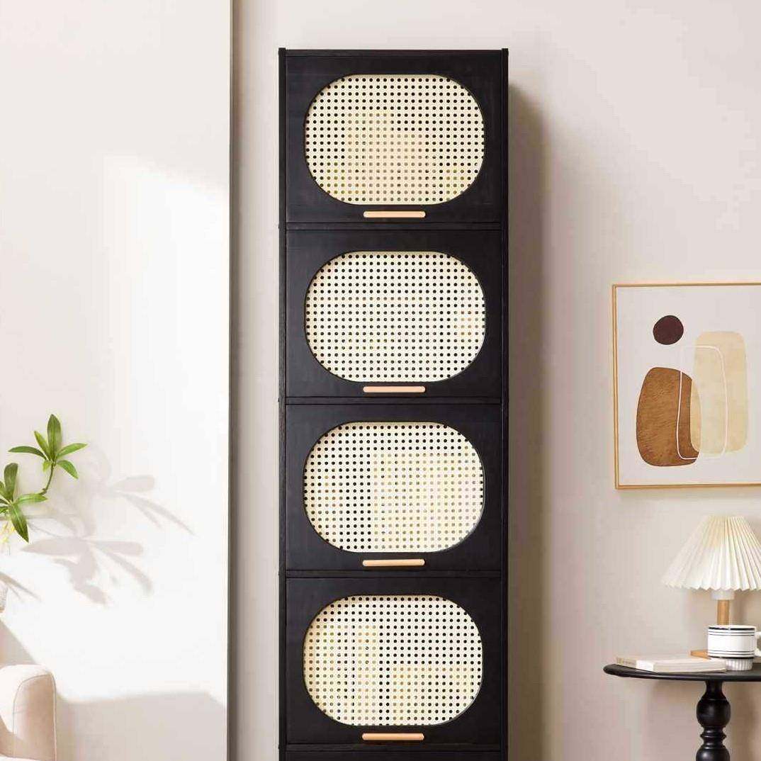 卧室客厅黑色中古风五斗柜收纳柜子储物柜书柜玄关柜窄高立柜多层,淘宝优惠券,粉丝福利购,淘宝优惠卷