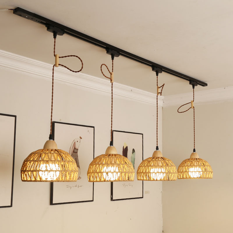 日式藤艺吊线可移动轨道灯复古民宿餐厅灯补光商店吧台橱窗导轨灯,淘宝优惠券,粉丝福利购,淘宝优惠卷