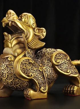 纯铜貔貅摆件招财镇宅聚财一对客厅办公室皮丘大礼品