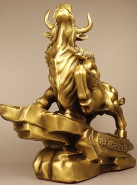 室内铜牛摆件纯铜镇宅人财两旺生肖铜牛摆件纯铜办公室风