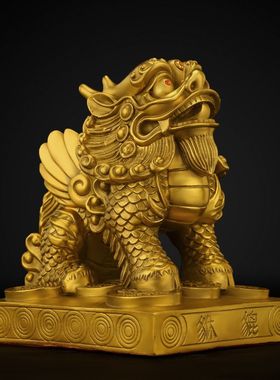 纯铜貔貅摆件一对黄铜方底貔貅店铺开业礼品特大号皮丘招财办公室