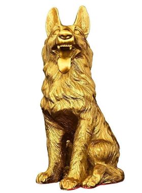 室内黄铜狼狗摆件十二生肖狗坐地狗铜狗铜器工艺品