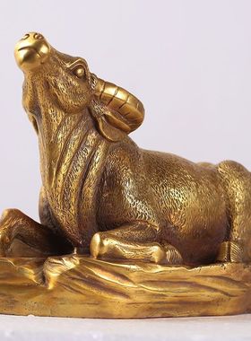 室内室内纯黄铜牛摆件生肖牛工艺品招财铜牛家居装饰品摆设