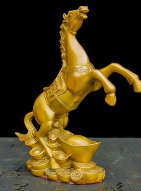 纯铜马摆件动物黄铜奔马生肖马客厅创意中式马到成功铜器装饰品