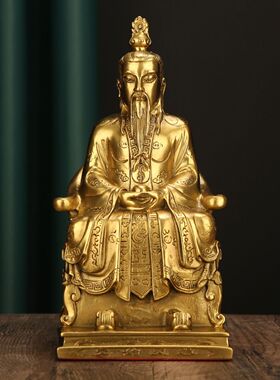 纯铜三清铜像摆件灵宝太上元始铜像工艺品人物家居装饰工艺品