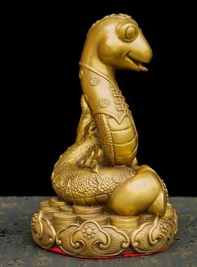 室内黄铜十二生肖摆件铜蛇招財补缺角