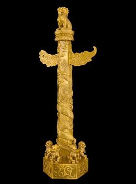 室内华表摆件华表柱中华龙图腾柱黄铜客厅家居办公室装饰品