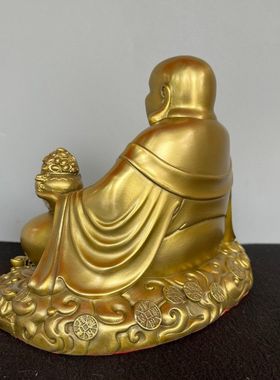 室内大肚弥勒佛开心笑佛黄铜摆件家用神像全铜弥勒菩萨摆件