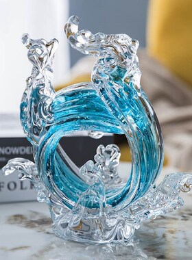 柏梵现代轻奢琉璃抽象艺术摆件财源滚滚玄关电视柜酒柜装饰摆设