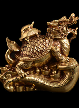 纯铜母子龙龟 如意龙龟摆件 鎮宅招財客厅家居软装饰品礼物
