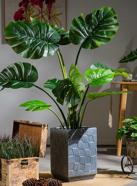 新品大型仿生树i大叶龟背竹植物仿真假树绿植盆栽室内客厅造景装