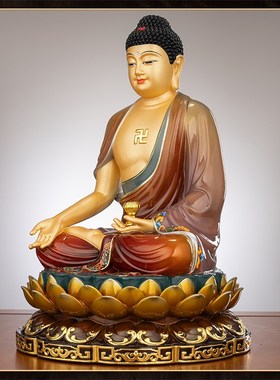 极速纯铜阿弥陀佛三宝佛家用供奉佛像如来佛祖摆件U释迦佛药师佛