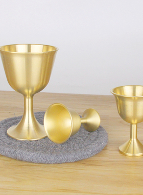 新品铜酒杯 黄铜小供q杯 酒杯子水杯铜器摆件净水杯酒盅贡酒杯圣