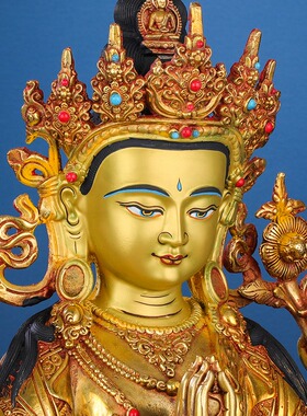 新品15寸四臂观音佛像摆件纯铜红古金观世音藏P传密宗民族佛台供