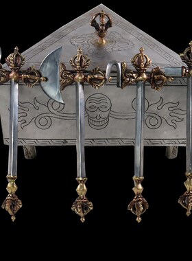 新品尼泊尔手工纯铜铁制全套金刚杵F金刚橛降魔杵带盒子供养上师