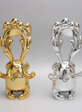 极速现代简约树脂创意大眼猪样板房售楼部家居书房U桌面软装饰品