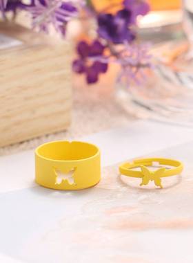 极速Punk Colorful Snakre Butterfly Lover Couple Rings Set Fo