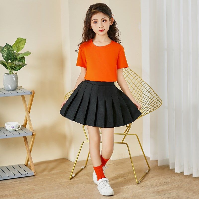 百褶裙套装半身裙女童jk裙子夏季儿童百褶裙女大童黑色带内衬短裙,淘宝优惠券,粉丝福利购,淘宝优惠卷