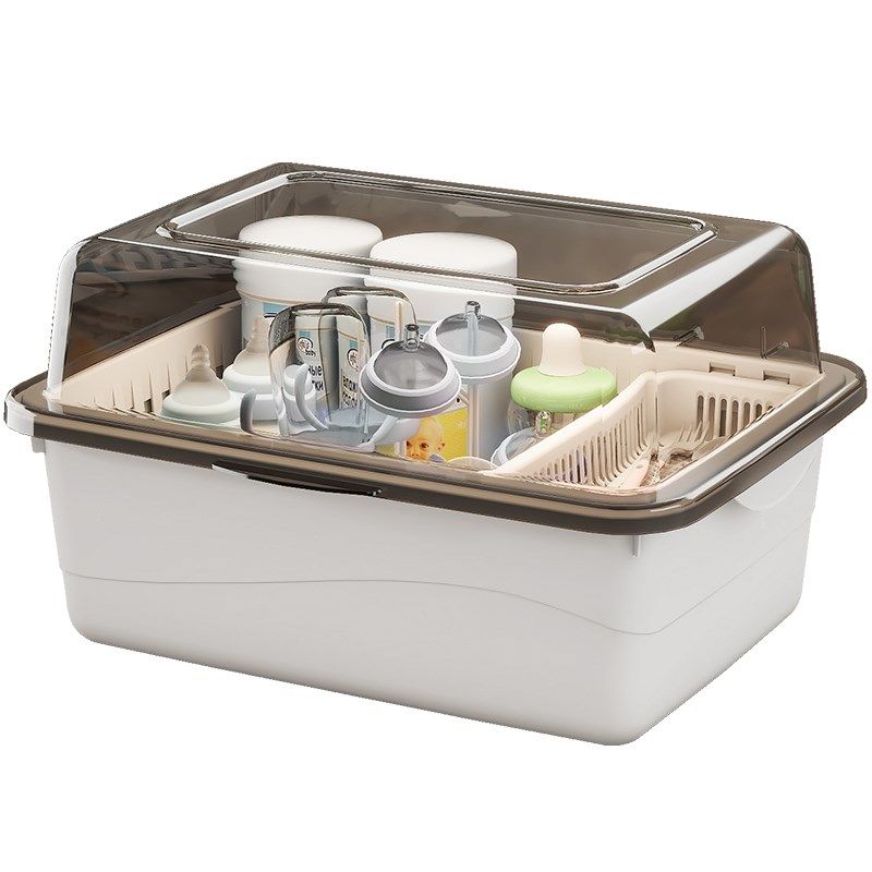 防尘带盖奶瓶收纳箱宝宝餐具沥水架新生儿辅食奶粉收纳盒婴儿用品,淘宝优惠券,粉丝福利购,淘宝优惠卷