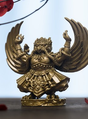 简修行金翅大鹏鸟明王佛像实心铜像摆件迦楼罗鸟琼鸟手办文创礼品