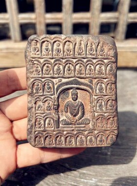 山西文创云冈石窟二号残佛砖雕摆件复古仿古佛像文房镇纸礼品盖置