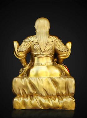 纯铜玄天上帝神像 居家奉真武大帝摆件 中式复古神明铜雕塑 武当
