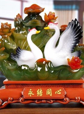 结婚礼物创意实用婚房新房装饰 鸳鸯摆件一对大号 天鹅摆设工艺品