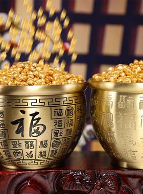 【厂家】纯黄铜百福缸小酒杯摆件招米财缸小铜器聚宝盆烟灰缸