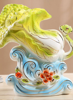 创意葫芦摆件招财白菜陶瓷家居小装饰品客厅酒柜电视柜卧室内摆设