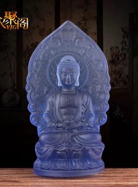 琉璃释迦牟尼小摆件三宝佛如来南无阿弥陀佛像居家供奉药师佛坐像