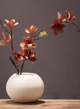 新中国风白色素烧陶瓷花瓶套装简单梅花干花器客厅梅花插花装饰