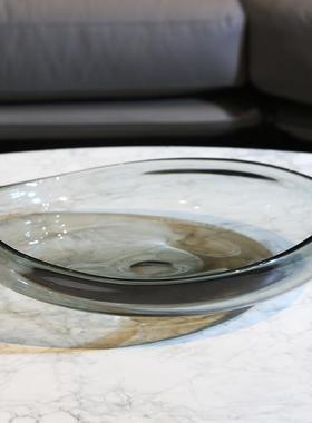 艺术玻璃水果盘摆件客厅现代酒店样板间茶几桌面装饰品果盘摆设