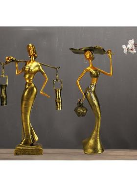 欧式家居摆饰客厅玄关电视柜办公室内创意摆设酒柜装饰品傣族女孩