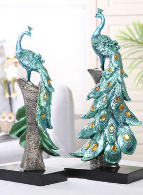 创意情侣孔雀树脂家居装饰品摆件欧式客厅电视柜橱柜酒柜结婚礼物