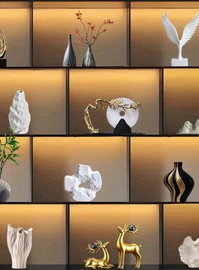 新中式摆件高档轻奢客厅酒柜电视柜茶室博古架办公室软装饰品摆设
