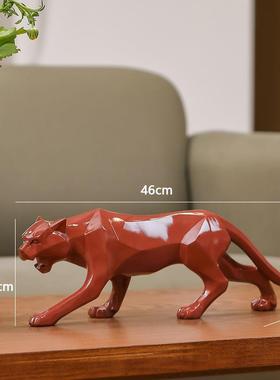 树脂工艺品豹子北欧ins风几何切面客厅家居设计创意摆件家装