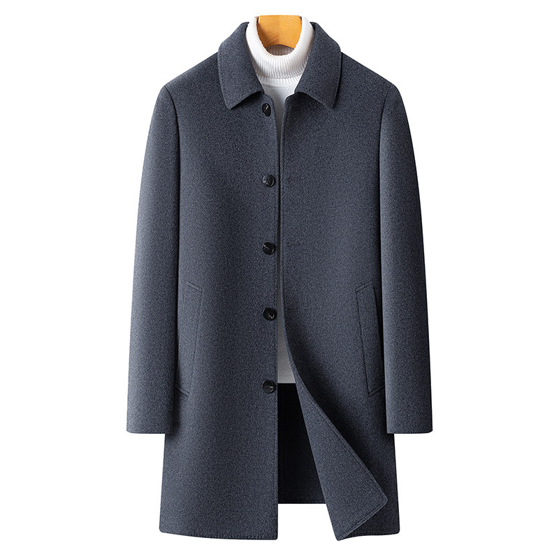羊毛呢外套男中长款翻领商务休闲中年男装2025新款冬季双面绒大衣,淘宝优惠券,粉丝福利购,淘宝优惠卷