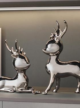 电镀小鹿轻奢高级感软装摆件饰品